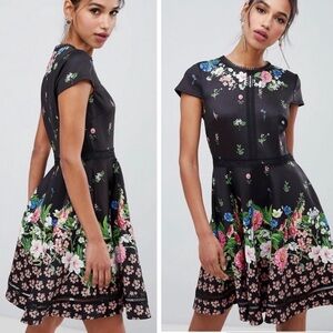 Ted Baker Women's Daissie Florence Trim Skater Dress in black Size 3 US 8-10